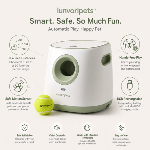 Nolverapets™ Smart Automatic Dog Ball Launcher with 3 Distance Settings & Motion Sensor