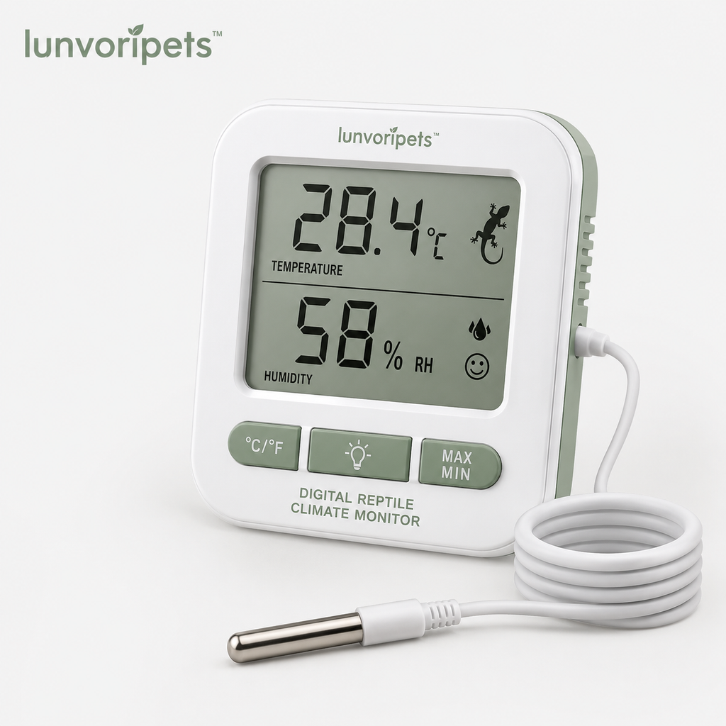 Nolverapets™ Digital Reptile Climate Monitor with Temperature, Humidity & External Probe